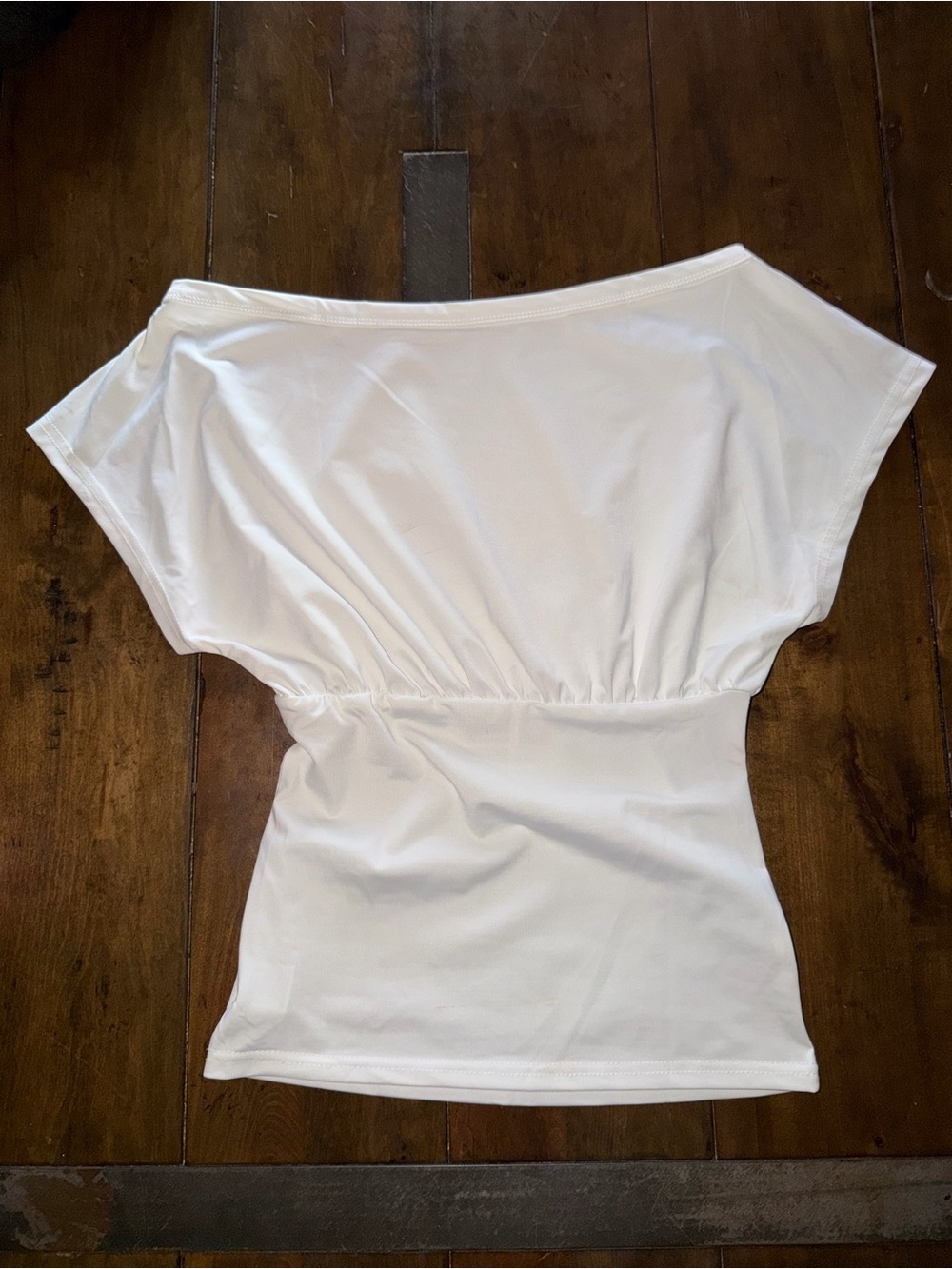 White Off-the-Shoulder Bubble Y2K Shirt